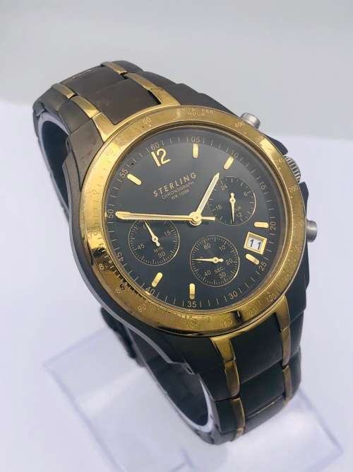 *STERLING TITANIUM CHRONOGRAPH WATCH* LOVELY TWO-TONE!!