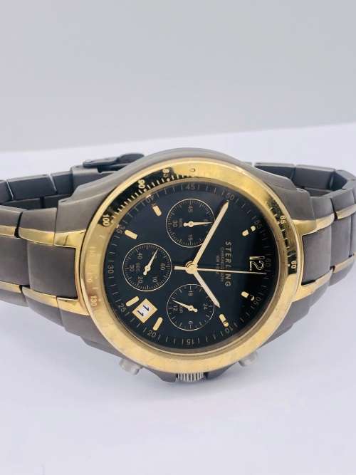*STERLING TITANIUM CHRONOGRAPH WATCH* LOVELY TWO-TONE!!