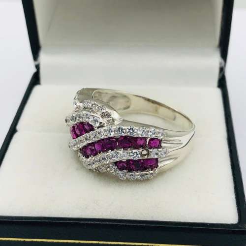 *SILVER ETERNITY CLUSTER CUBIC RING* R1 BIDS