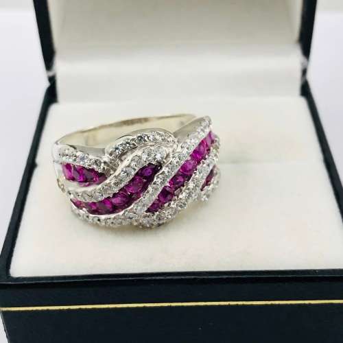 *SILVER ETERNITY CLUSTER CUBIC RING* R1 BIDS