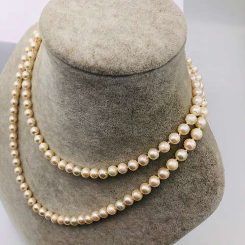 *LONG NATURAL PEARL NECKLACE* SALTWATER PEARLS!