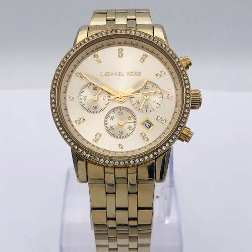 *MICHAEL KORS LADIES GOLD CHRONOGRAPH WATCH* R1 BIDS