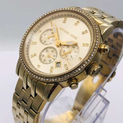 *MICHAEL KORS LADIES GOLD CHRONOGRAPH WATCH* R1 BIDS