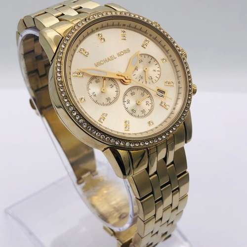 *MICHAEL KORS LADIES GOLD CHRONOGRAPH WATCH* R1 BIDS