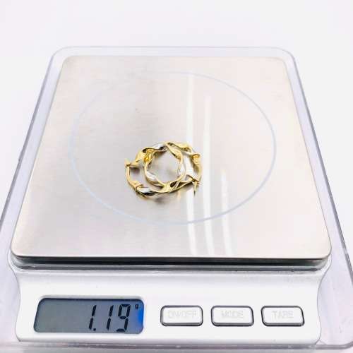 *SOLID GOLD TWO TONE HOOP EARRINGS* R1 BIDS