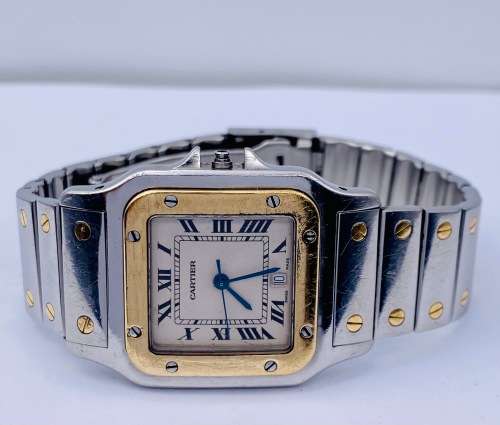 *18CT GOLD & STEEL CARTIER SANTOS MENS* SEE DESCRIPTION!