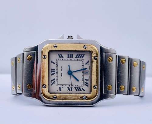 *18CT GOLD & STEEL CARTIER SANTOS MENS* SEE DESCRIPTION!
