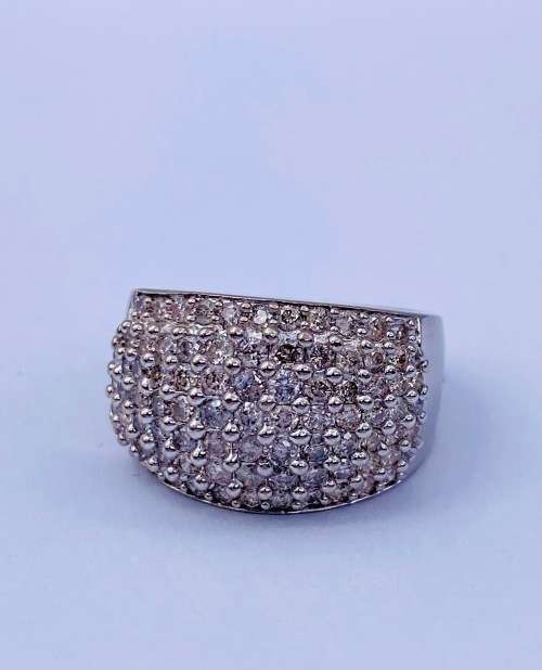 *1.2CT WHITE GOLD HUGE CLUSTER DIAMOND RING* 14K GOLD!