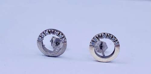 *WHITE GOLD DIAMOND HALO EARRINGS* R1 BIDS