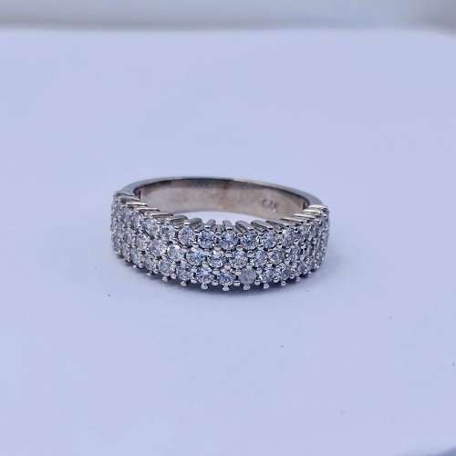 *SOLID WHITE GOLD HUGE CLUSTER CUBIC RING* R1 BIDS!