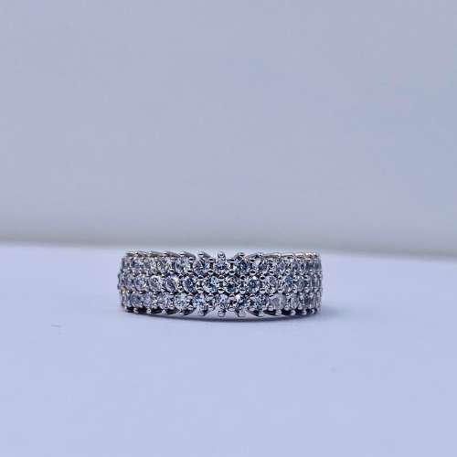 *SOLID WHITE GOLD HUGE CLUSTER CUBIC RING* R1 BIDS!