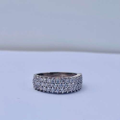 *SOLID WHITE GOLD HUGE CLUSTER CUBIC RING* R1 BIDS!