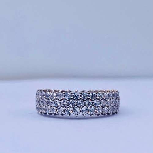*SOLID WHITE GOLD HUGE CLUSTER CUBIC RING* R1 BIDS!