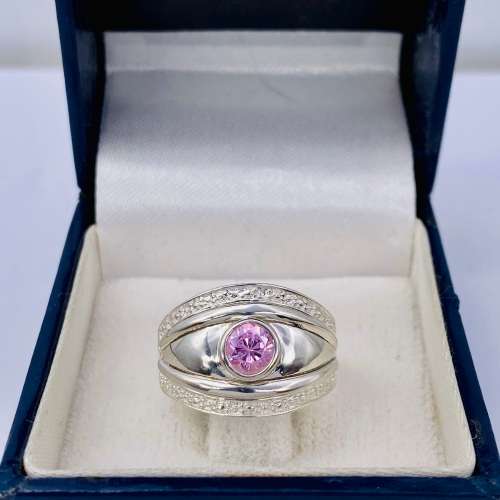 *SILVER CYCLOPS PINK AMETHYST TONE CUBIC RING* R1 BIDS!!!