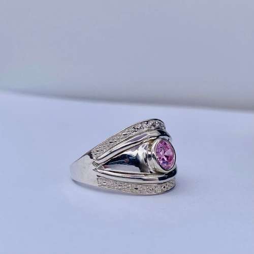 *SILVER CYCLOPS PINK AMETHYST TONE CUBIC RING* R1 BIDS!!!