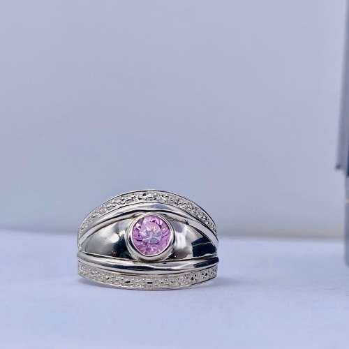 *SILVER CYCLOPS PINK AMETHYST TONE CUBIC RING* R1 BIDS!!!