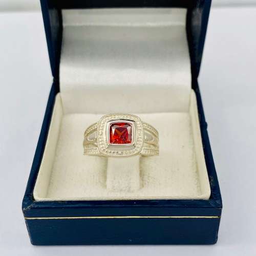 *SOLID SILVER DUAL SHANK RUBY CUBIC RING* R1 BIDS!!!