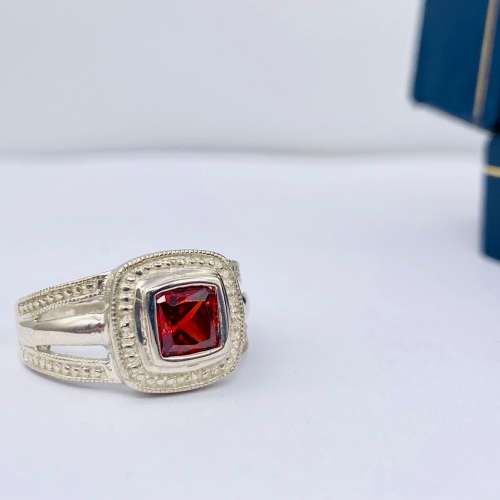 *SOLID SILVER DUAL SHANK RUBY CUBIC RING* R1 BIDS!!!