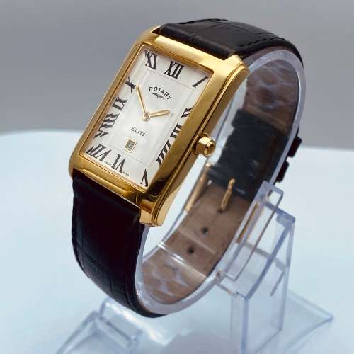 *ROTARY ELITE MENS GOLD TANK DRESS WATCH* R1 BIDS