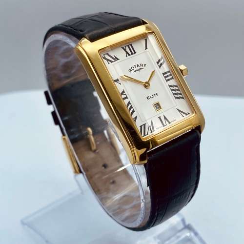 *ROTARY ELITE MENS GOLD TANK DRESS WATCH* R1 BIDS