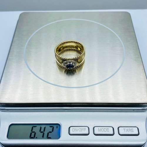 *HEAVY GOLD SAPPHIRE & DIAMOND CYCLOPS RING* R1 BIDS