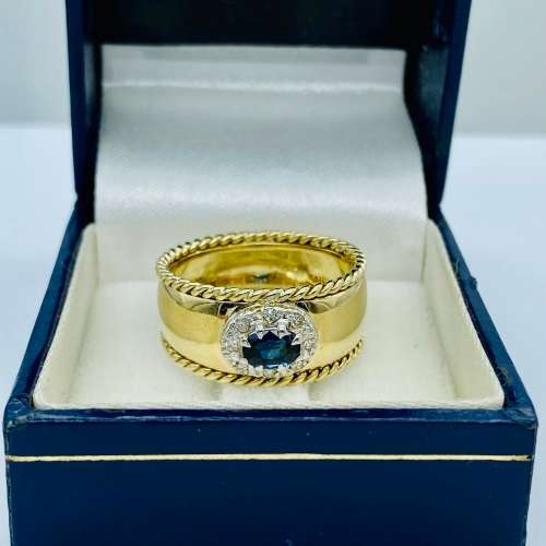 *HEAVY GOLD SAPPHIRE & DIAMOND CYCLOPS RING* R1 BIDS