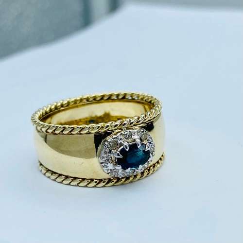 *HEAVY GOLD SAPPHIRE & DIAMOND CYCLOPS RING* R1 BIDS