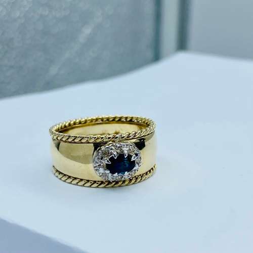 *HEAVY GOLD SAPPHIRE & DIAMOND CYCLOPS RING* R1 BIDS