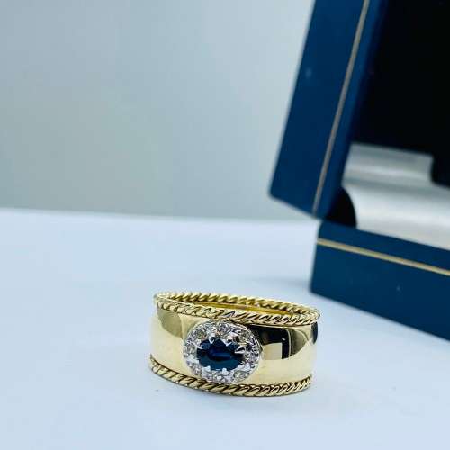 *HEAVY GOLD SAPPHIRE & DIAMOND CYCLOPS RING* R1 BIDS