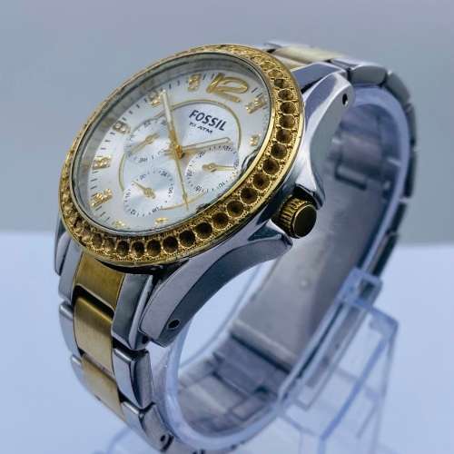 *FOSSIL LADIES TWO-TONE CHRONO WATCH* R1 BIDS!!!