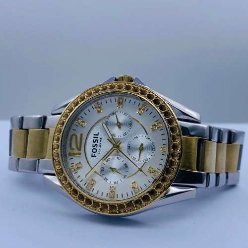 *FOSSIL LADIES TWO-TONE CHRONO WATCH* R1 BIDS!!!