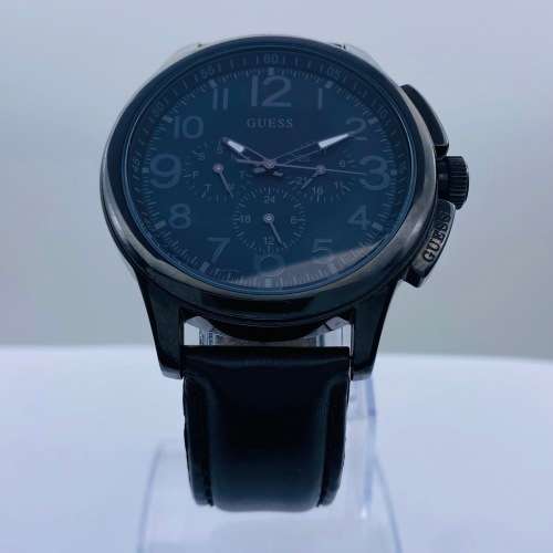 *GUESS BLACK STEEL CHRONOGRAPH MENS WATCH* R1 BIDS!!!