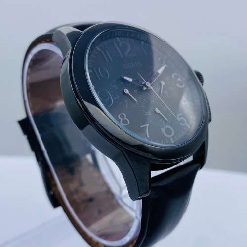 *GUESS BLACK STEEL CHRONOGRAPH MENS WATCH* R1 BIDS!!!
