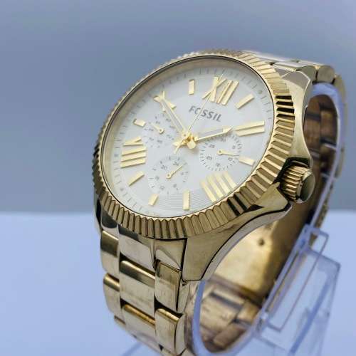 *FOSSIL GOLD FLUTED BEZEL MENS CHRONOGRAPH WATCH* R1 BIDS!!!
