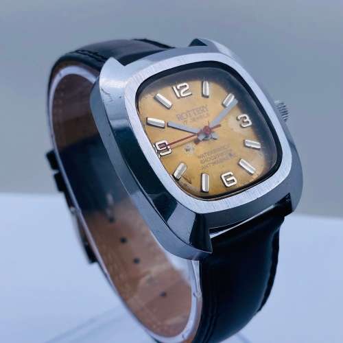 *BEAUTIFUL ROTTERY SWISS MENS BRONZE DIAL WATCH* R1 BIDS