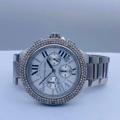 *BEAUTIFUL MICHAEL KORS DIAMANTE DRESS CHRONOGRAPH* R1 BIDS!!!