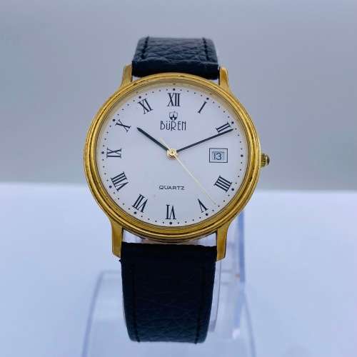 *BUREN SWISS LUXURY MENS GOLD DRESS WATCH* R1 BIDS