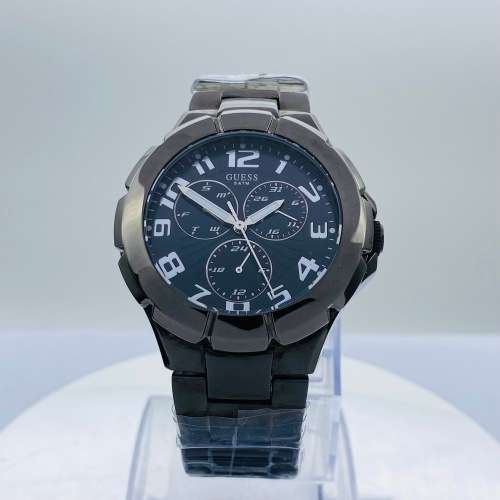 *MINT GUESS STEEL BLACK MENS CHRONOGRAPH* R1 BIDS!!!