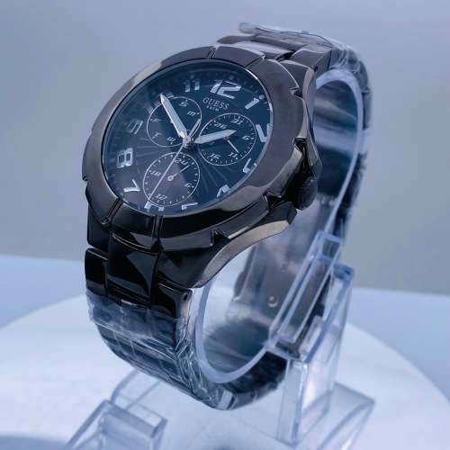 *MINT GUESS STEEL BLACK MENS CHRONOGRAPH* R1 BIDS!!!