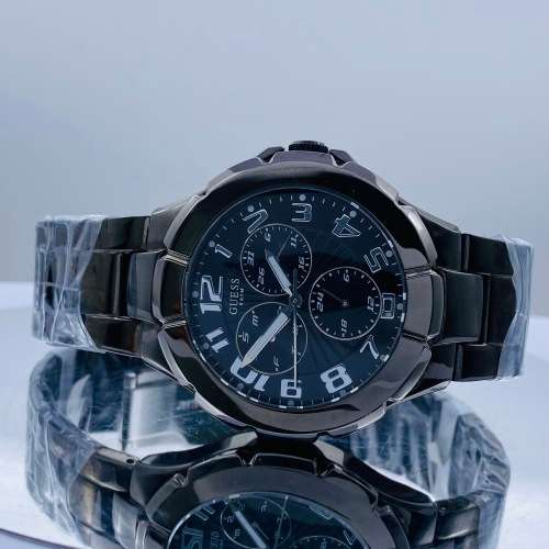 *MINT GUESS STEEL BLACK MENS CHRONOGRAPH* R1 BIDS!!!