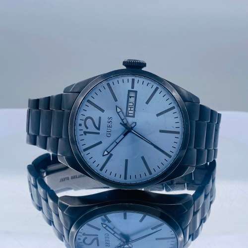 *GUESS BLACKSTEEL DAY-DATE MENS DRESS WATCH* R1 BIDS!!!