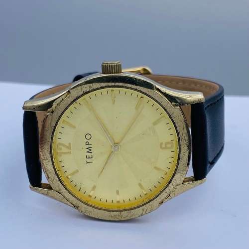 *VINTAGE TEMPO MENS GOLD DRESS WATCH* R1 BIDS!