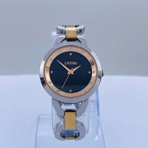*LATAN LADIES TWO-TONE ONYX DRESS WATCH* R1 BIDS!