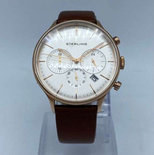 *STERLING CARRERA ROSE GOLD MENS CHRONOGRAPH* MINT!!