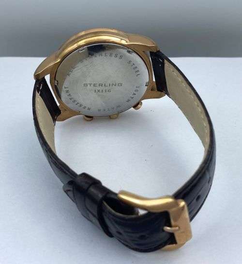 *NEW STERLING ROSE GOLD CALENDAR CHRONO WATCH* R1 BIDS!