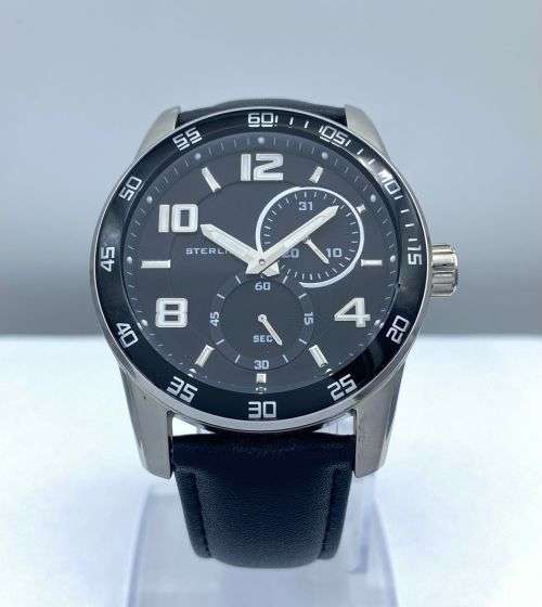 *STERLING CARBON  CHRONOGRAPH MENS WATCH* R1 BIDS!