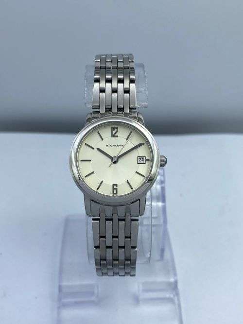 *STERLING CRYSTAL STEEL LADIES DRESS WATCH* R1 BIDS!