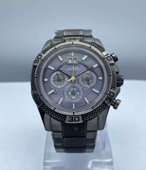 *GUESS CARBON STEEL MENS DRESS WATCH* R1 BIDS!!!