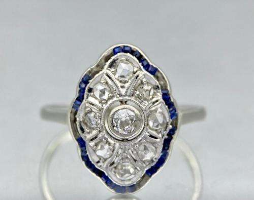 ***14CT GOLD ANTIQUE SAPPHIRE & DIAMOND IRIS CLUSTER RING*** R1 BIDS!