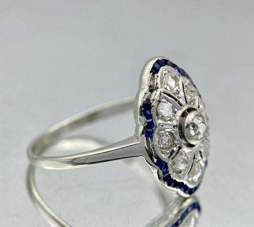 ***14CT GOLD ANTIQUE SAPPHIRE & DIAMOND IRIS CLUSTER RING*** R1 BIDS!
